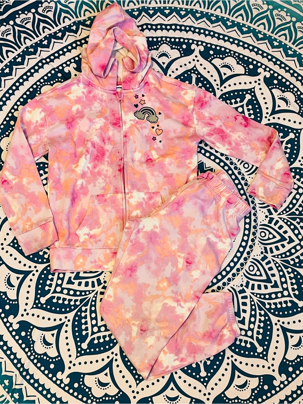 Carters Pink/Orange Tie-Dye Hoodie & Jogger Set